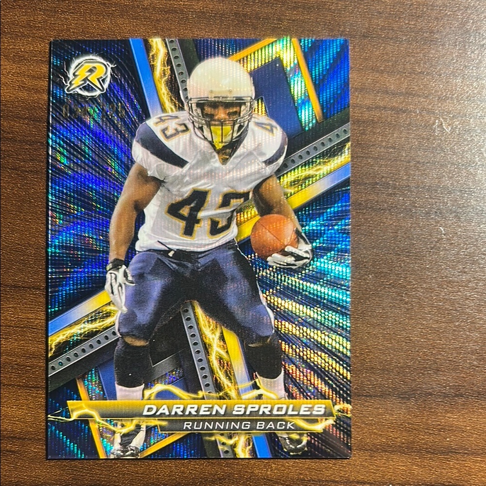 Football Trading Card with Blue and Gold Accents